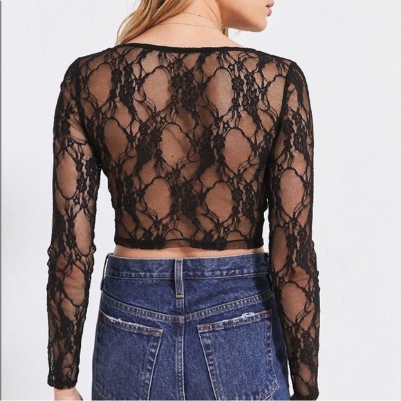Urban Outfitters silence + noise Lace Back Long Sleeve Corset Crop Top - Picture 4 of 4